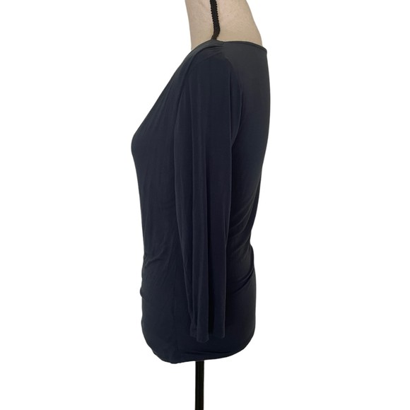 MAJESTIC PARIS NEIMAN MARCUS EXTRAFINE SUPERWASHED COWL NECK 3/4 SLEEVE TOP 3 L - Picture 4 of 7